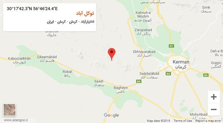 روستای توکل آباد بر روی نقشه