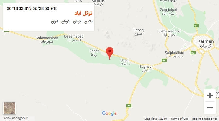 روستای توکل آباد بر روی نقشه