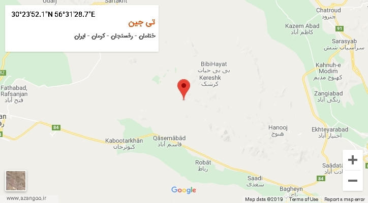 روستای تی جین بر روی نقشه