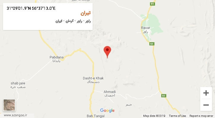 روستای تیران بر روی نقشه