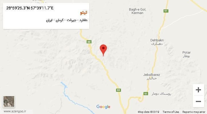 روستای تیتو بر روی نقشه