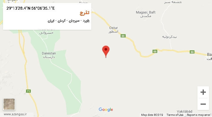 روستای تذرج بر روی نقشه
