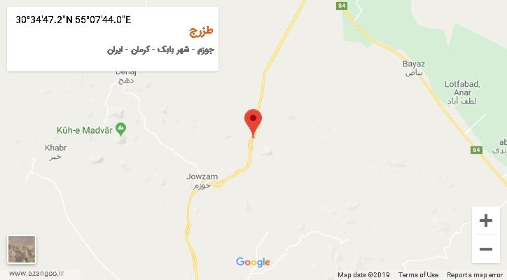 روستای طزرج بر روی نقشه