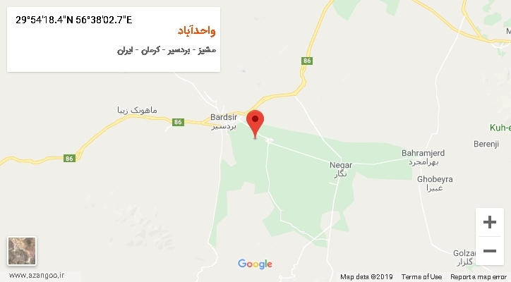 روستای واحدآباد بر روی نقشه