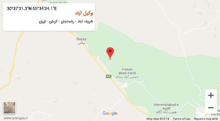 روستای وکیل آباد بر روی نقشه