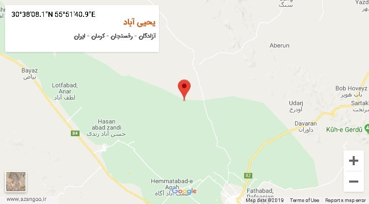 روستای یحیی آباد بر روی نقشه
