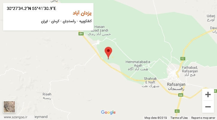 روستای یزدان آباد بر روی نقشه