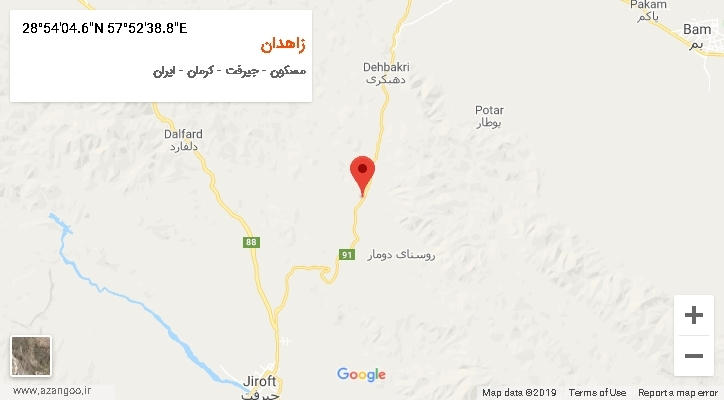 روستای زاهدان بر روی نقشه