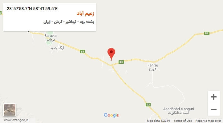 روستای زعیم آباد بر روی نقشه