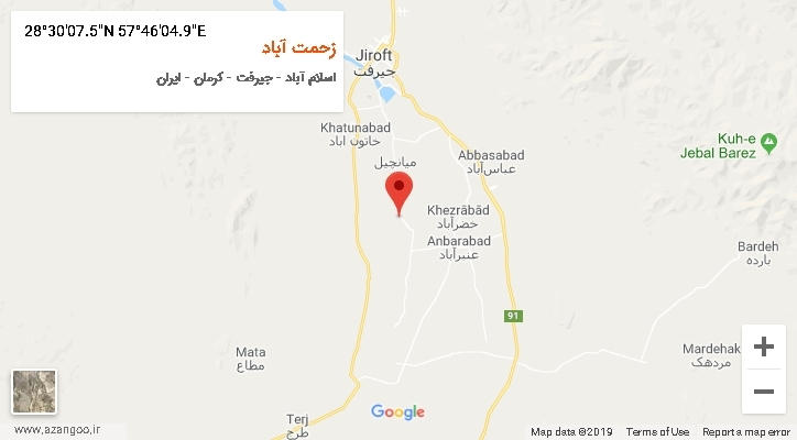 روستای زحمت آباد بر روی نقشه
