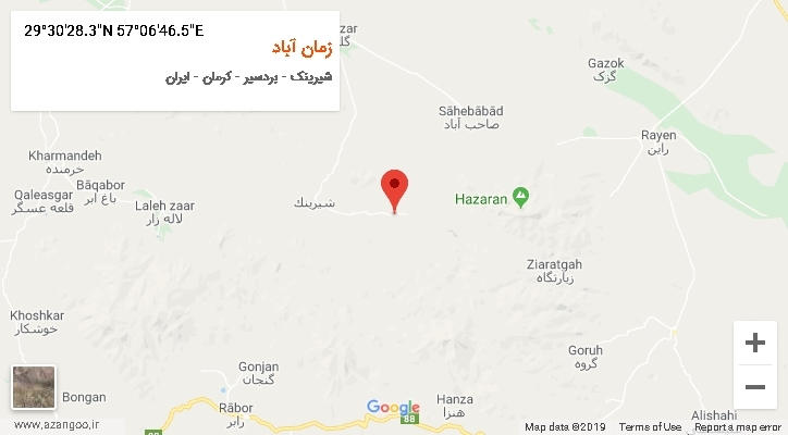 روستای زمان آباد بر روی نقشه