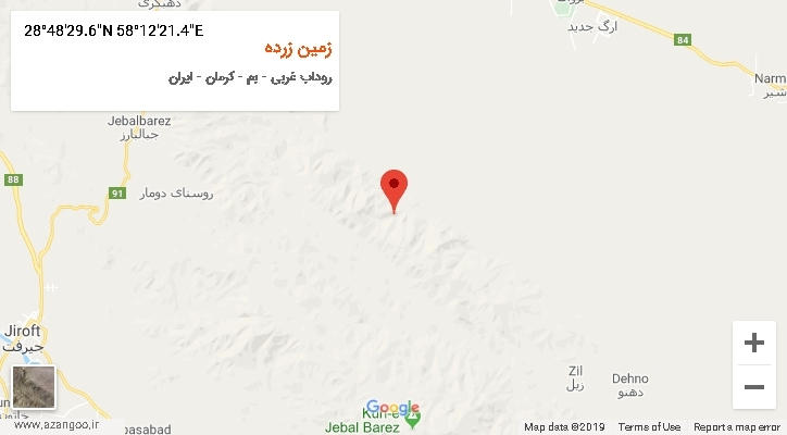 روستای زمین زرده بر روی نقشه