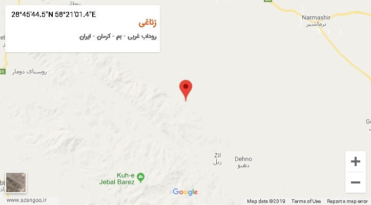 روستای زناغی بر روی نقشه