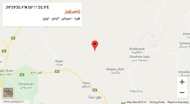روستای زنجیراویز بر روی نقشه