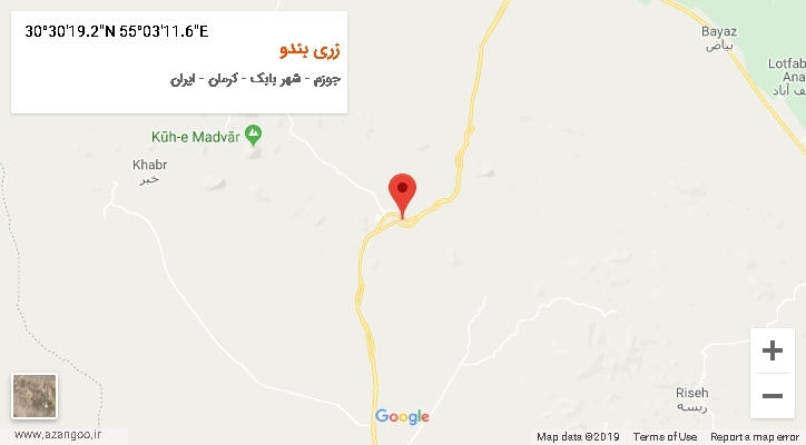 روستای زری بندو بر روی نقشه