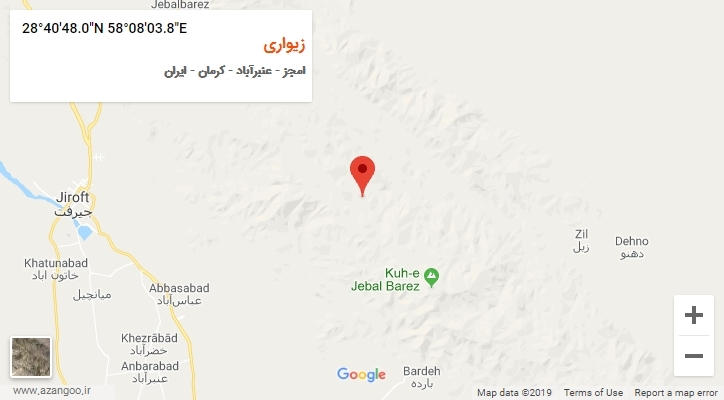 روستای زیواری بر روی نقشه