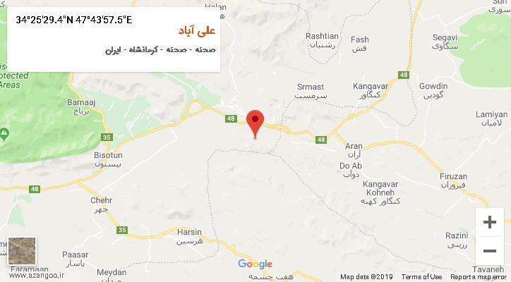 روستای علی آباد بر روی نقشه