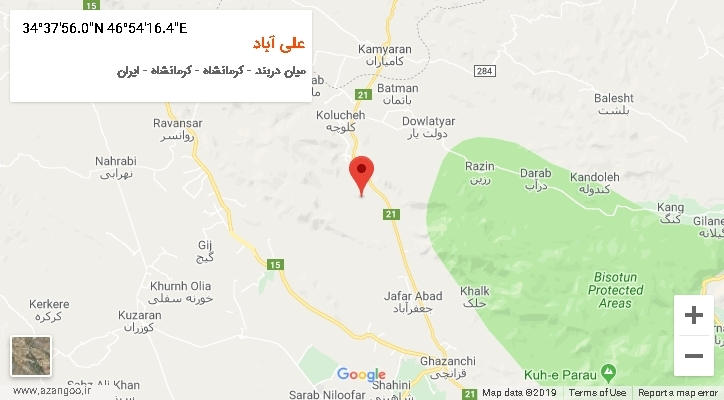روستای علی آباد بر روی نقشه