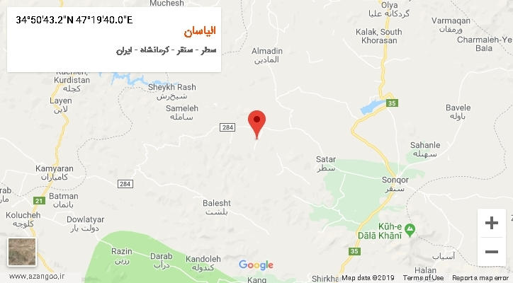 روستای الیاسان بر روی نقشه