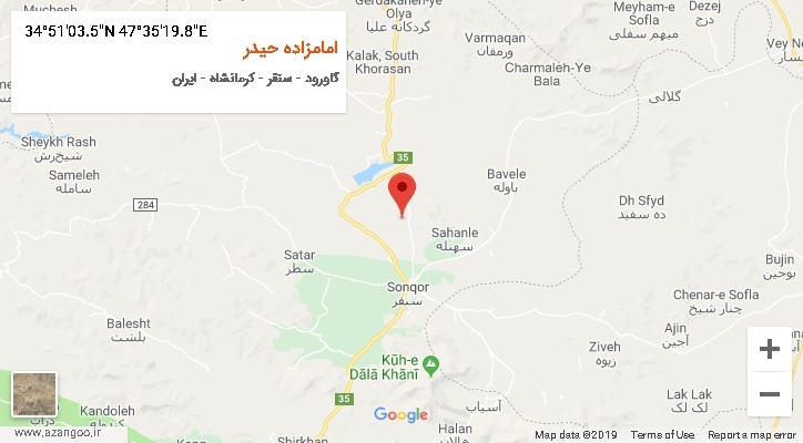 روستای امامزاده حیدر بر روی نقشه