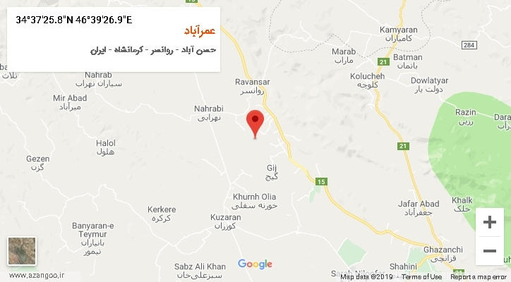 روستای عمرآباد بر روی نقشه