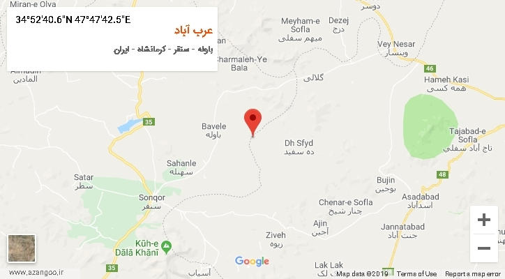 روستای عرب آباد بر روی نقشه