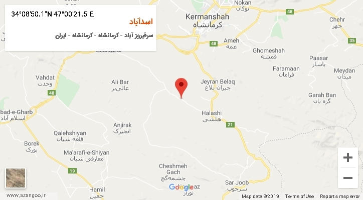 روستای اسدآباد بر روی نقشه