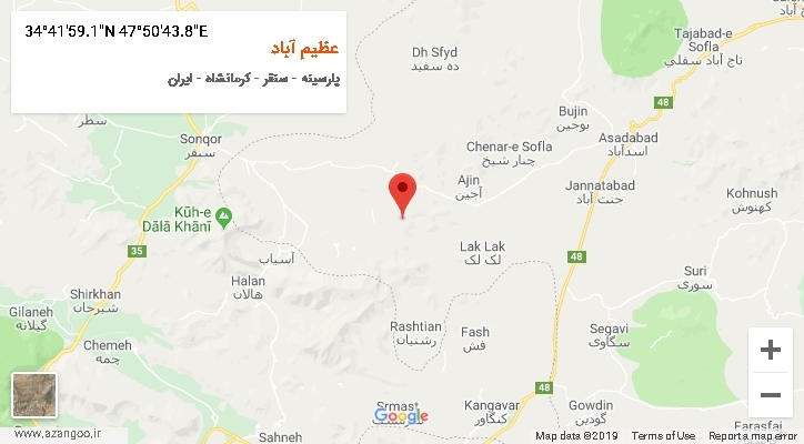 روستای عظیم آباد بر روی نقشه