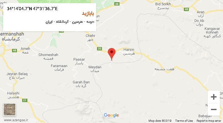 روستای بابازید بر روی نقشه