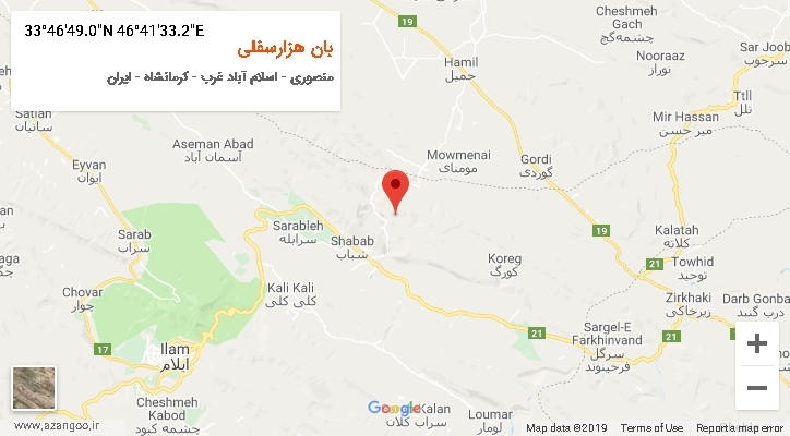 روستای بان هزارسفلی بر روی نقشه