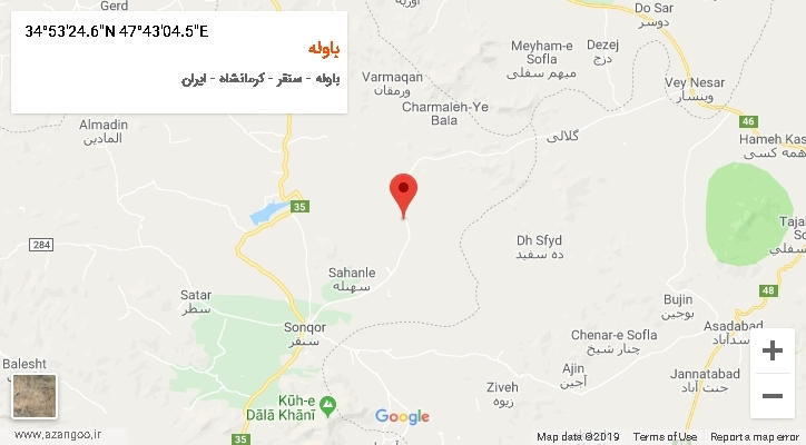 روستای باوله بر روی نقشه