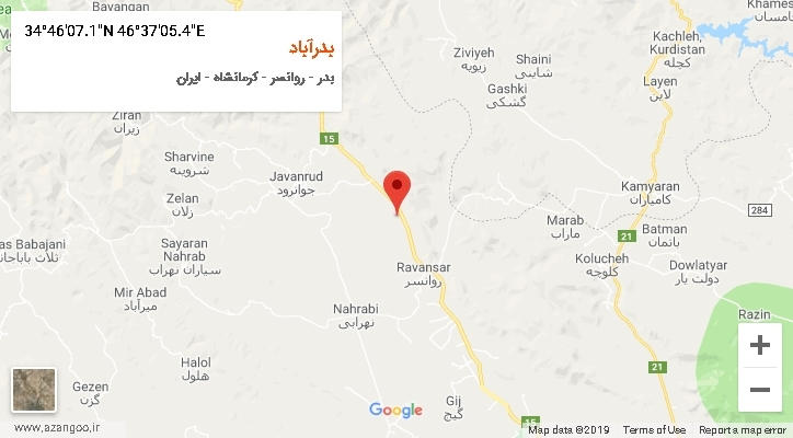 روستای بدرآباد بر روی نقشه