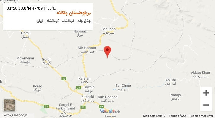 روستای بربلوطستان پلکانه بر روی نقشه