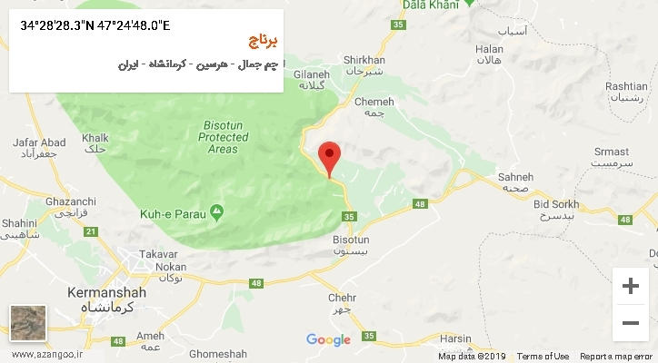 روستای برناج بر روی نقشه