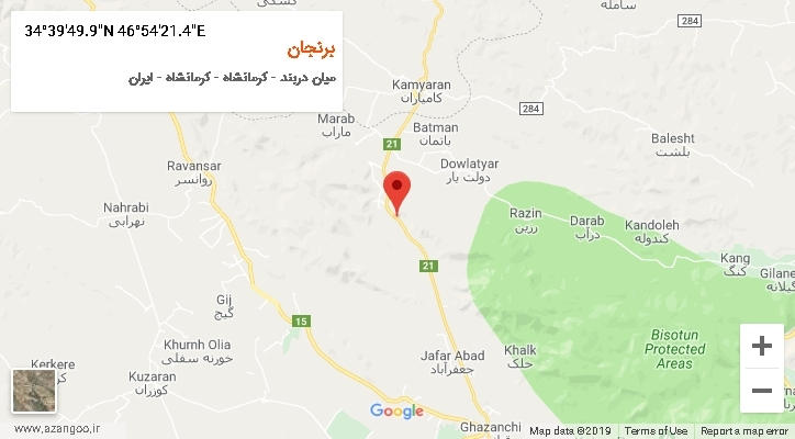 روستای برنجان بر روی نقشه