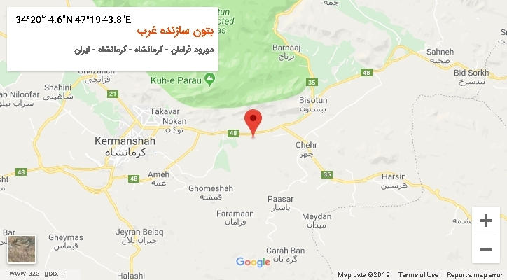 روستای بتون سازنده غرب بر روی نقشه