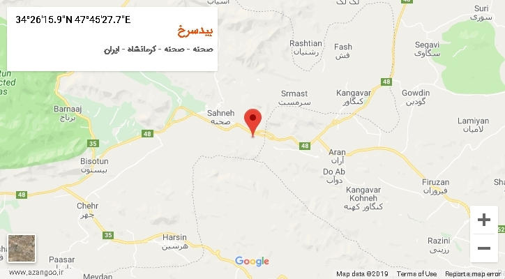 روستای بیدسرخ بر روی نقشه