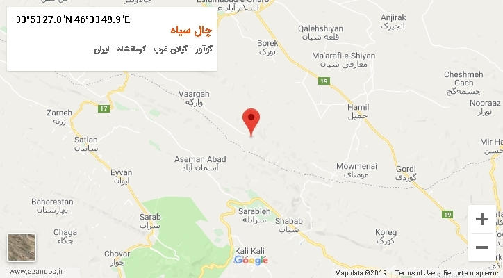 روستای چال سیاه بر روی نقشه
