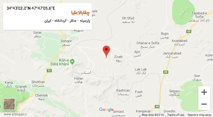 روستای چقابالاعلیا بر روی نقشه