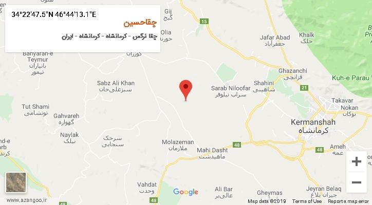 روستای چقاحسین بر روی نقشه