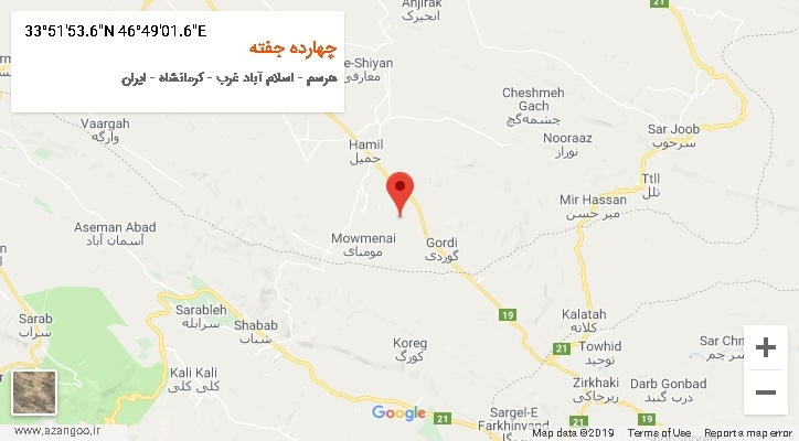 روستای چهارده جفته بر روی نقشه