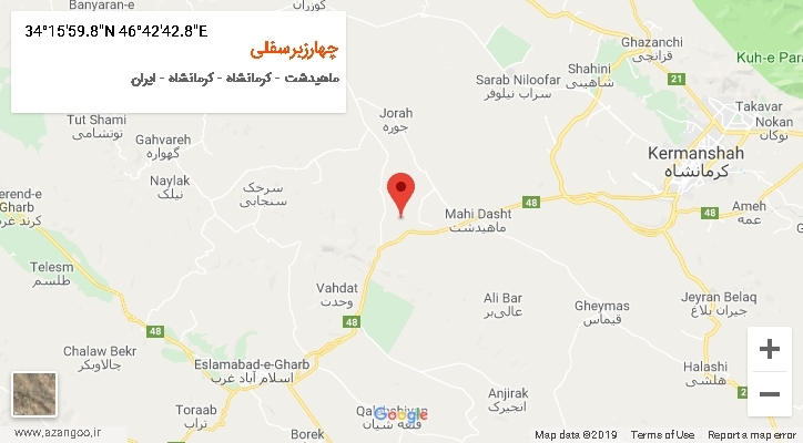 روستای چهارزبرسفلی بر روی نقشه