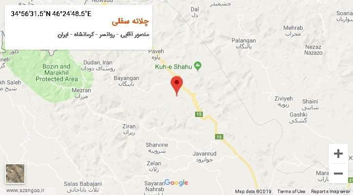 روستای چلانه سفلی بر روی نقشه
