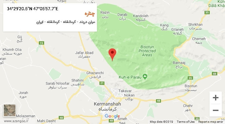 روستای چناره بر روی نقشه