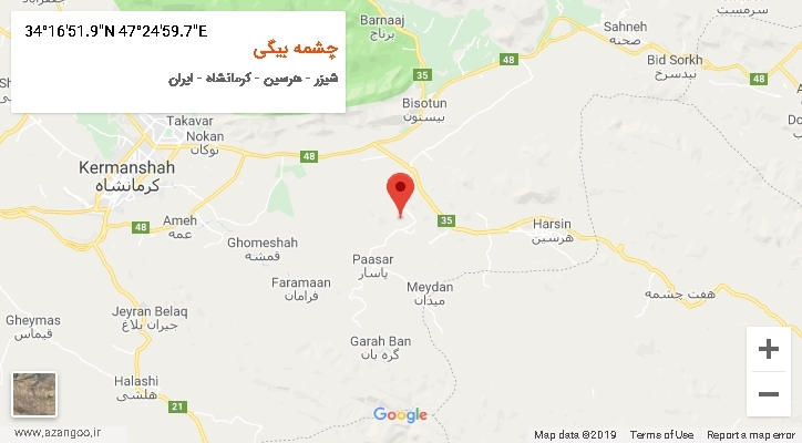 روستای چشمه بیگی بر روی نقشه
