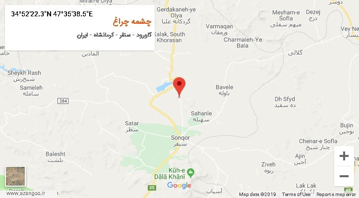 روستای چشمه چراغ بر روی نقشه