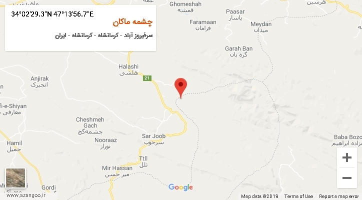 روستای چشمه ماکان بر روی نقشه
