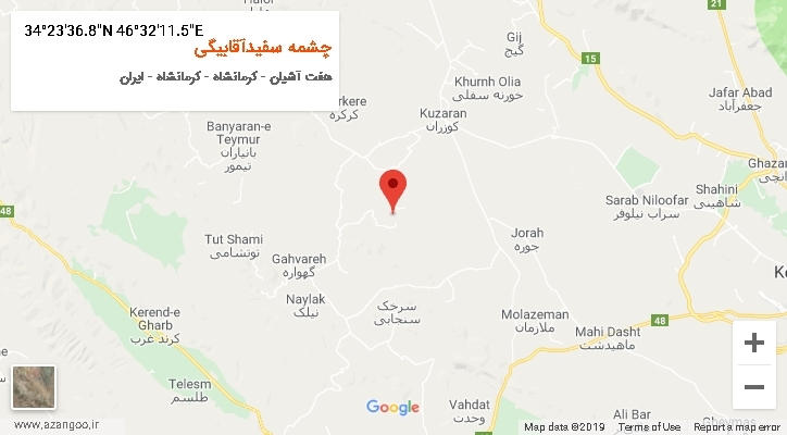 روستای چشمه سفیدآقابیگی بر روی نقشه