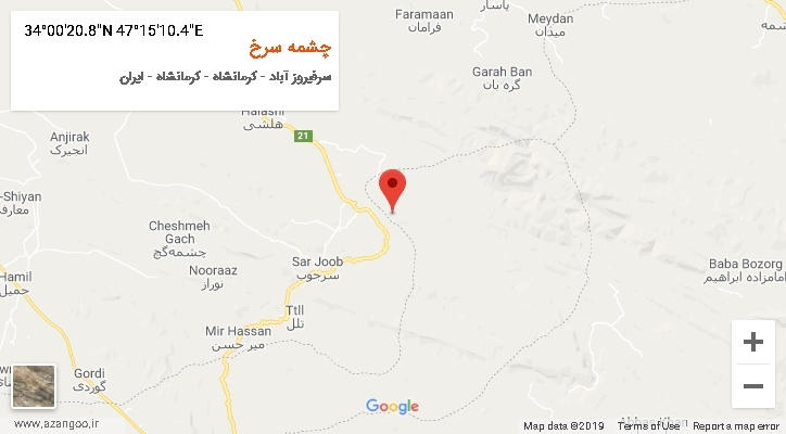 روستای چشمه سرخ بر روی نقشه