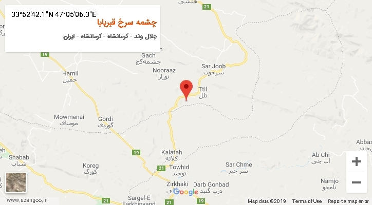 روستای چشمه سرخ قبربابا بر روی نقشه
